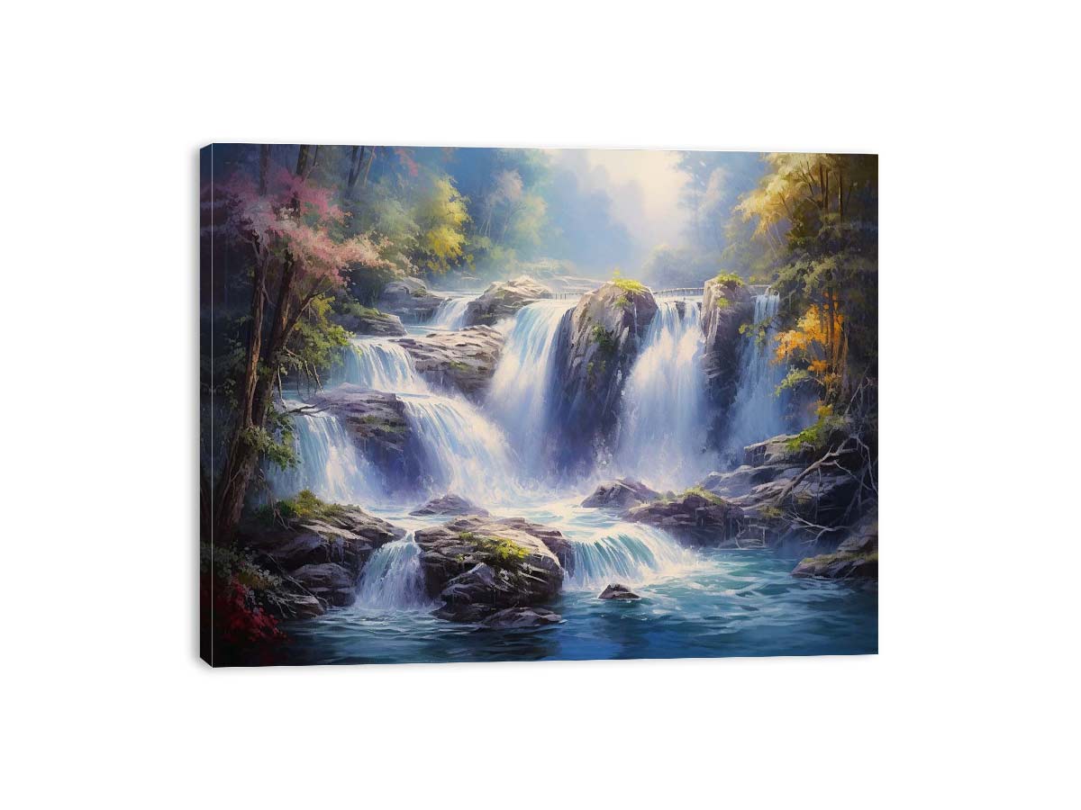 Waterfall  Painting Canvas Art Print-3