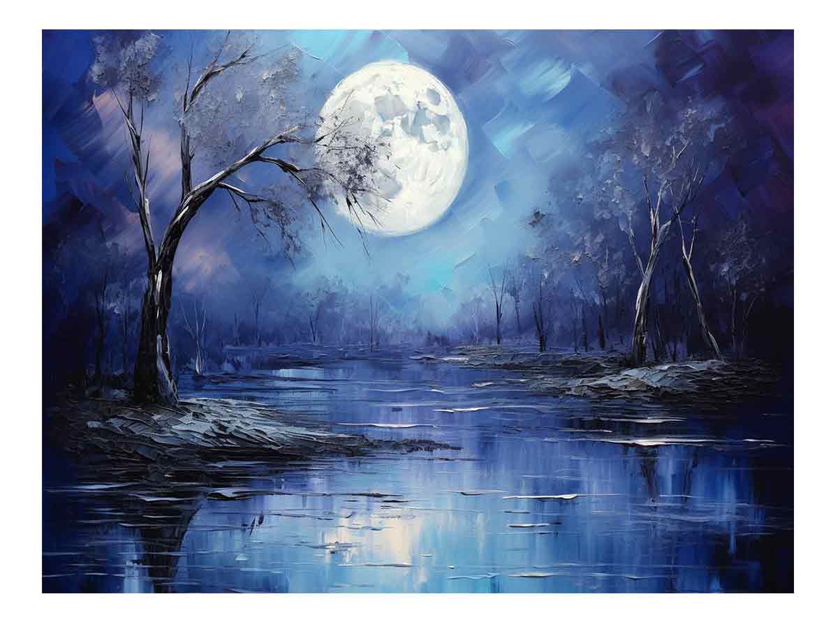 Moonlight Oil Painting & Canvas Art Print-0