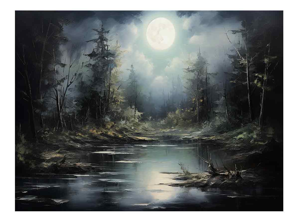 Moonlight  Landscape Canvas Painting & Print-0