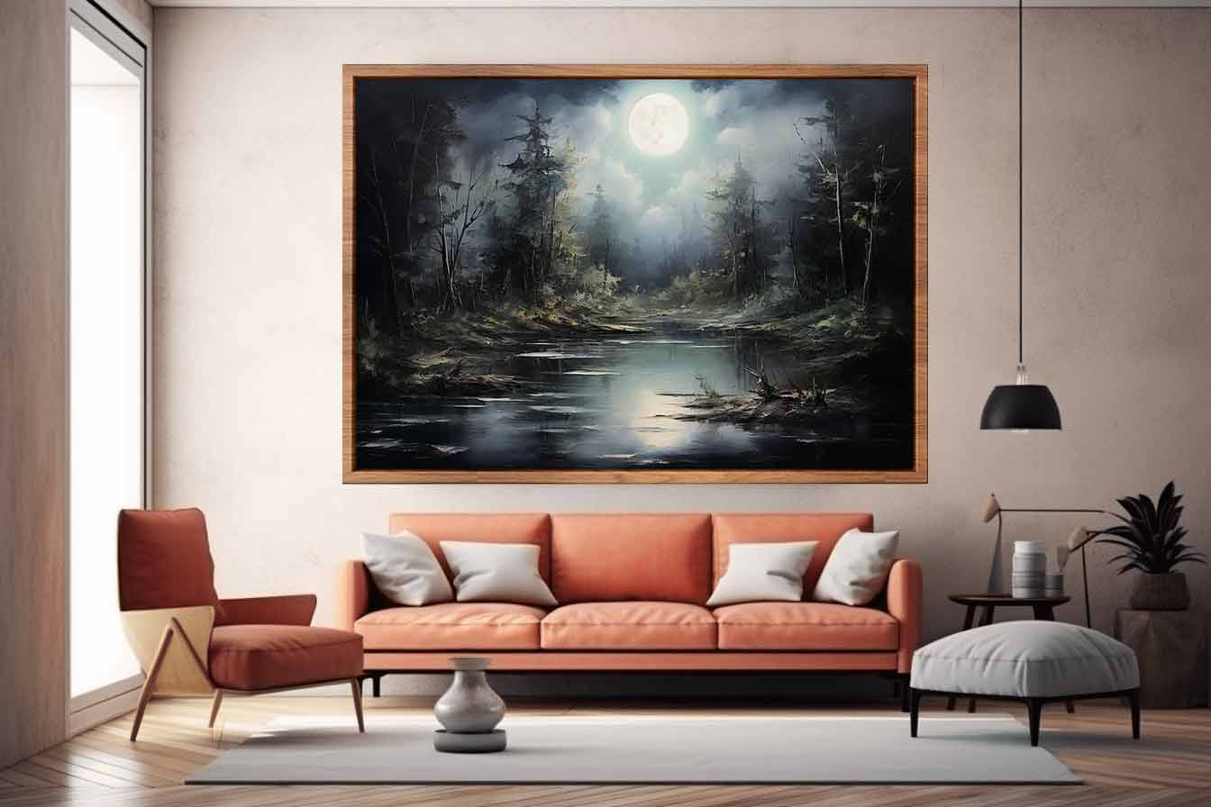 Moonlight  Landscape Canvas Painting & Print-1