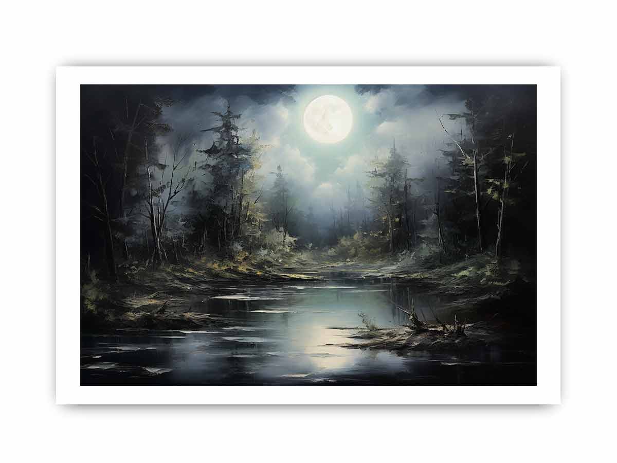 Moonlight  Landscape Canvas Painting & Print-8