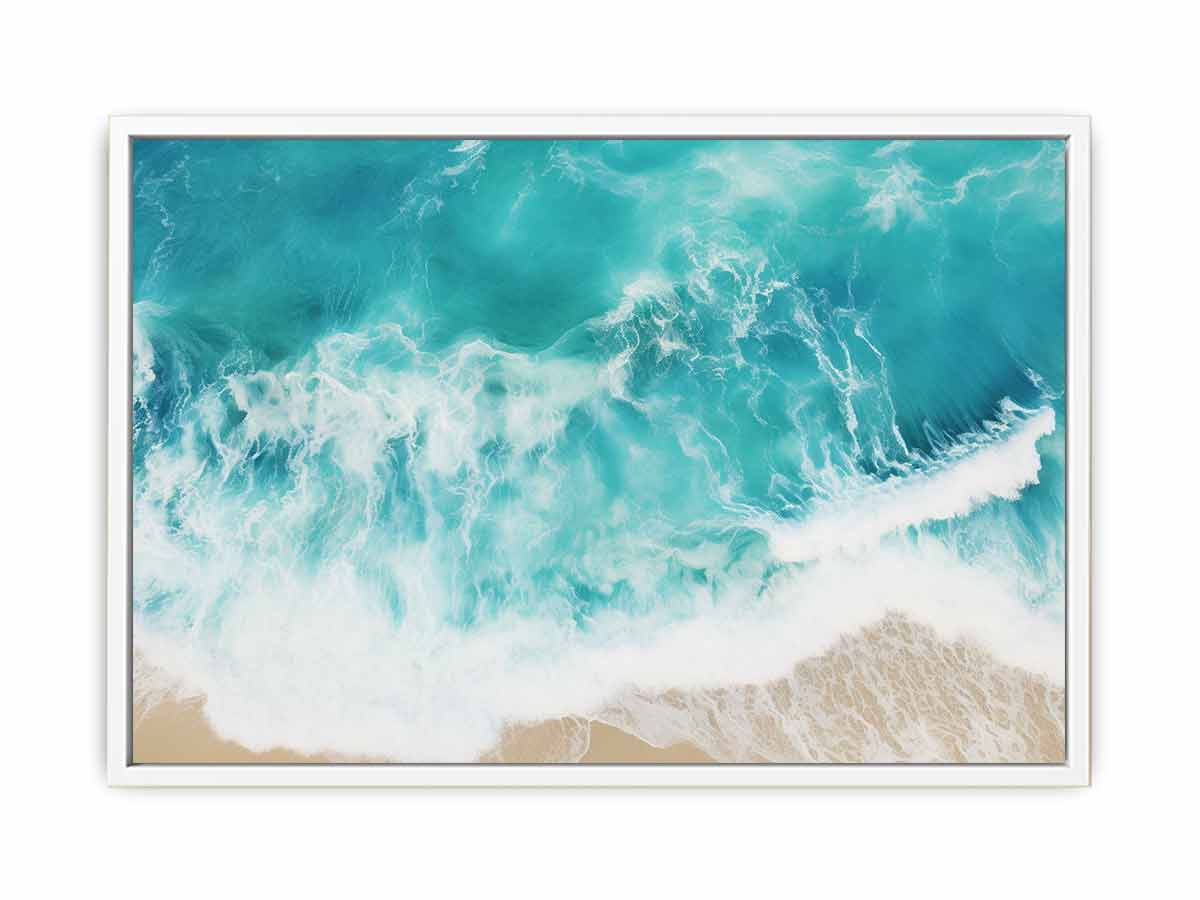 Teal Ocean Artwork Canvas Art Print-5