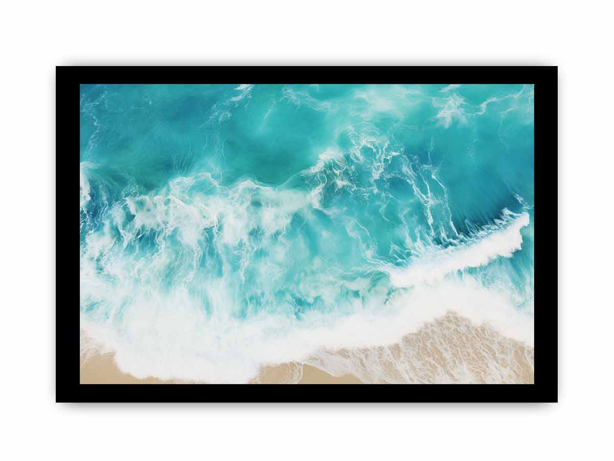Teal Ocean Artwork Canvas Art Print-7