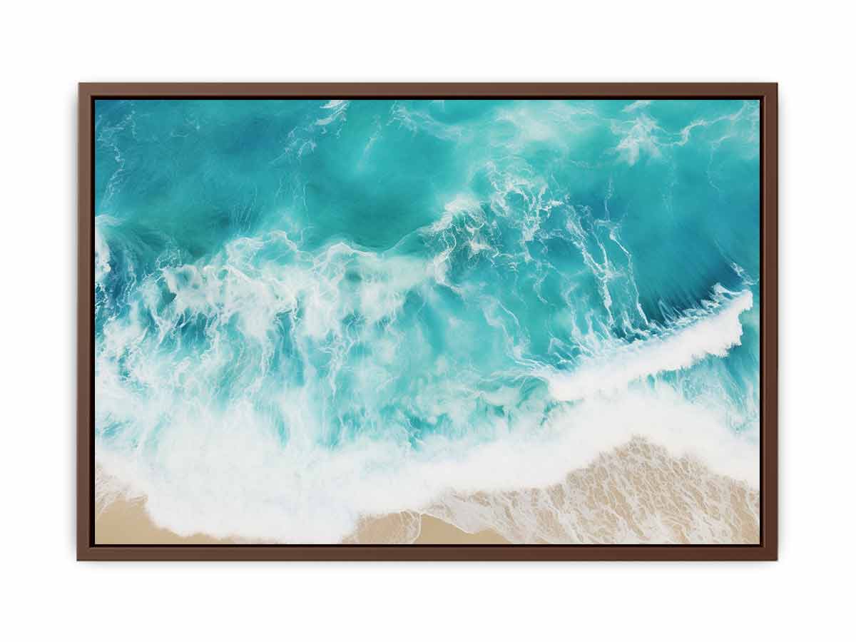 Teal Ocean Artwork Canvas Art Print-6