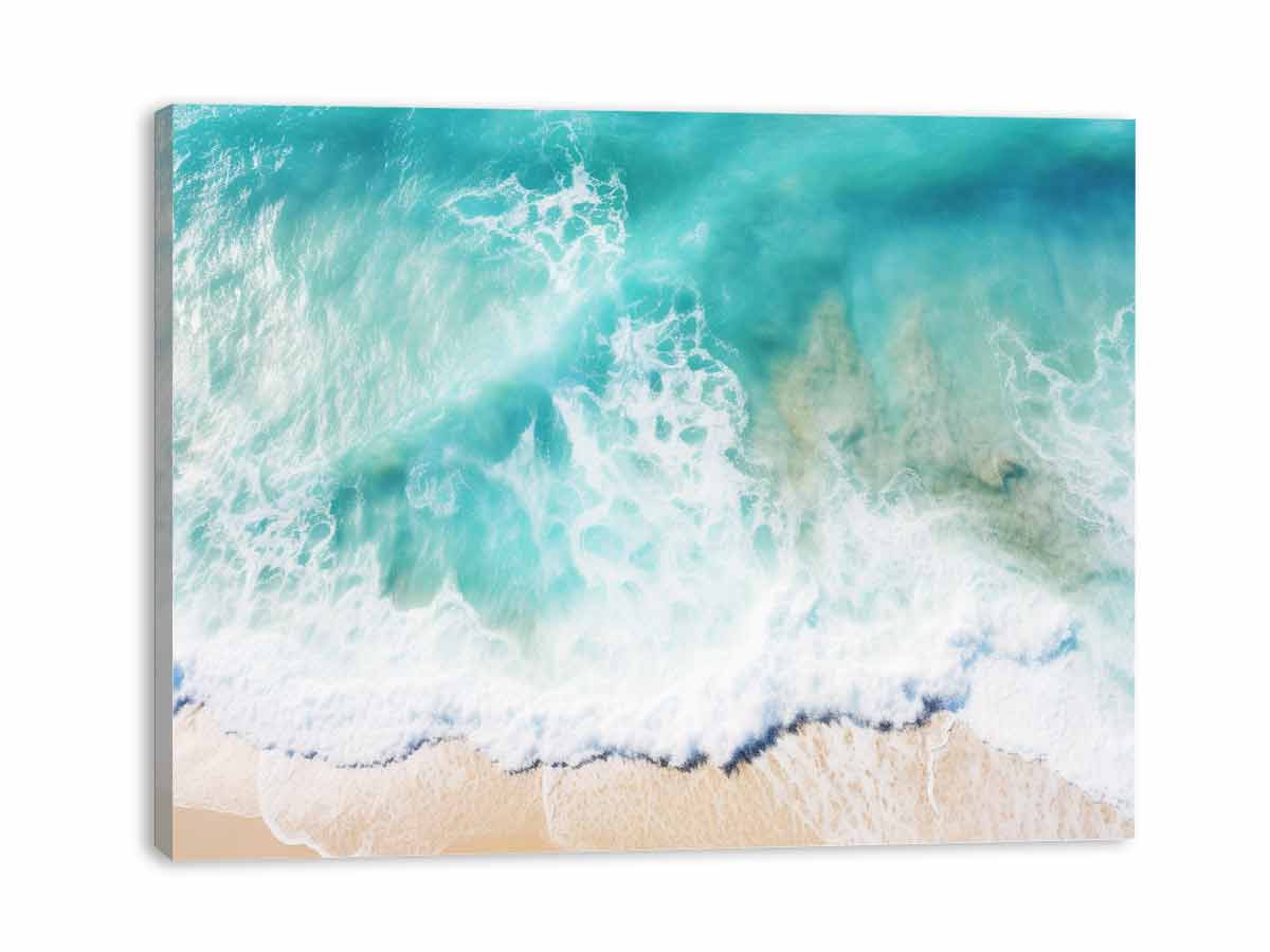 Teal Ocean Artwork Canvas Art Print-0