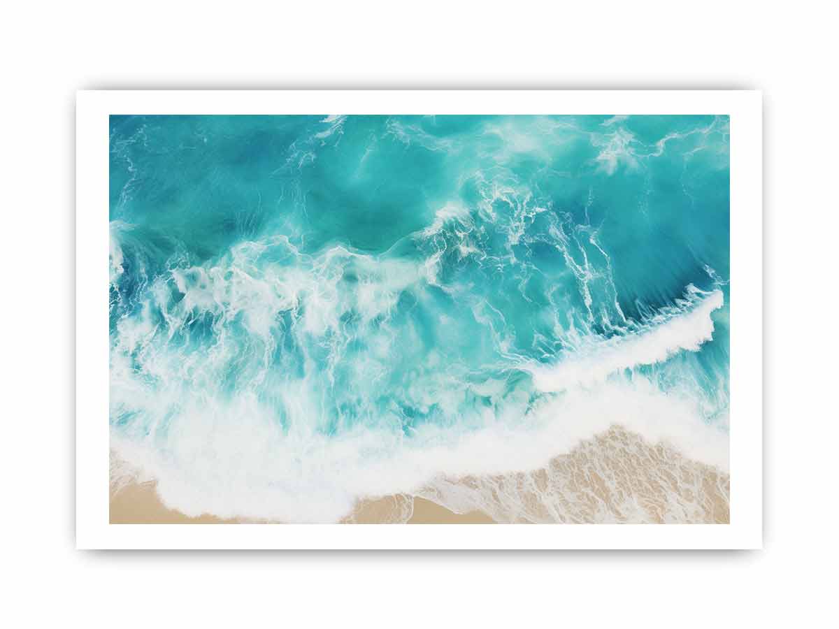 Teal Ocean Artwork Canvas Art Print-8
