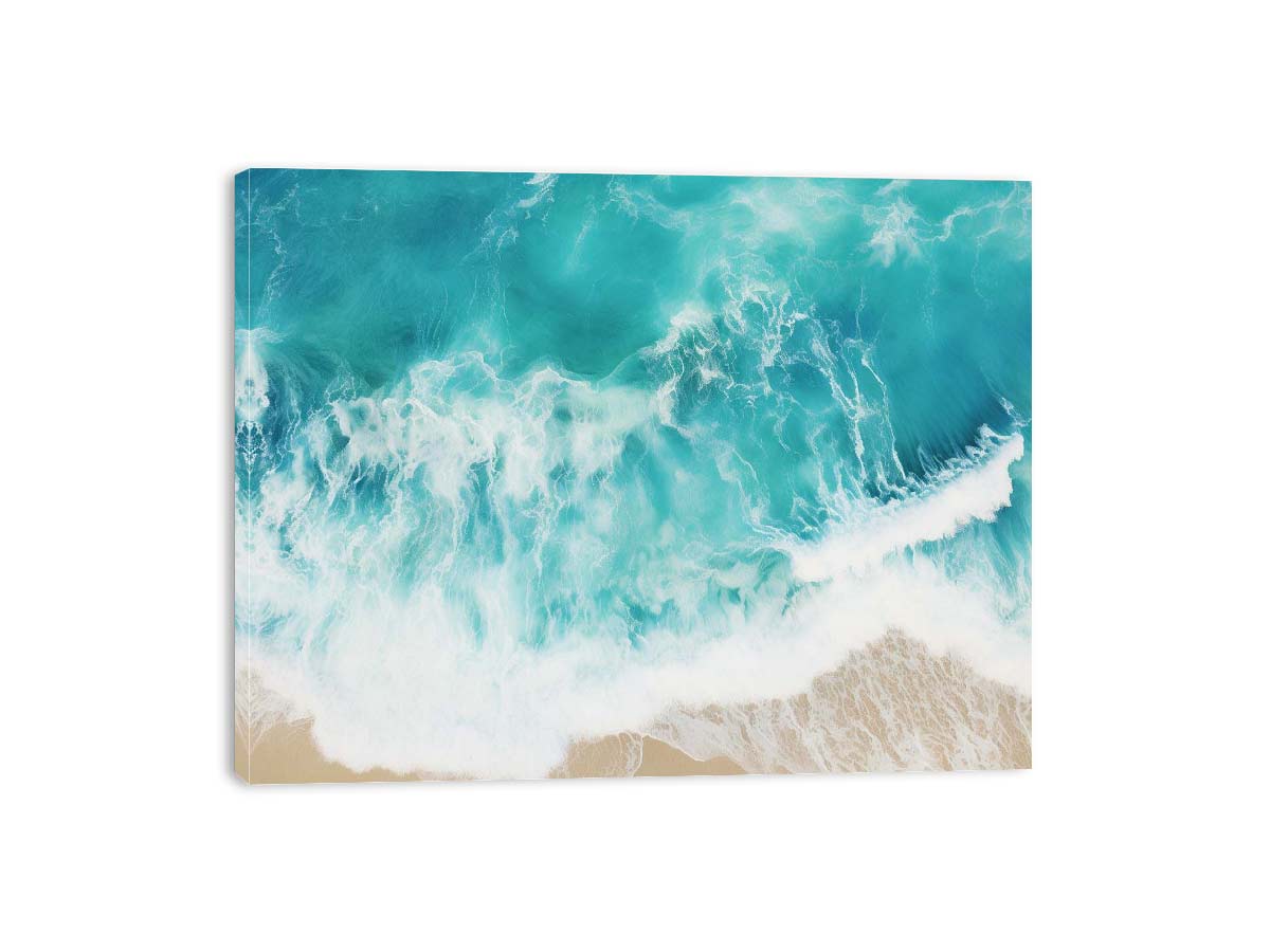 Teal Ocean Artwork Canvas Art Print-3