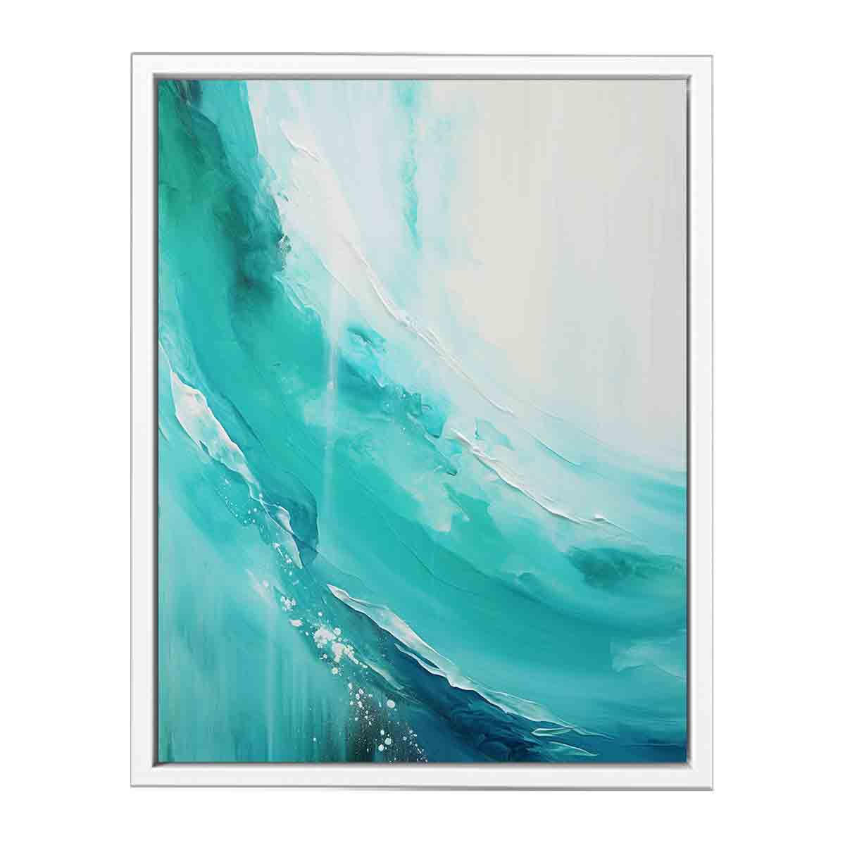 Teal  beach  waves Painting & Canvas Art Print-5