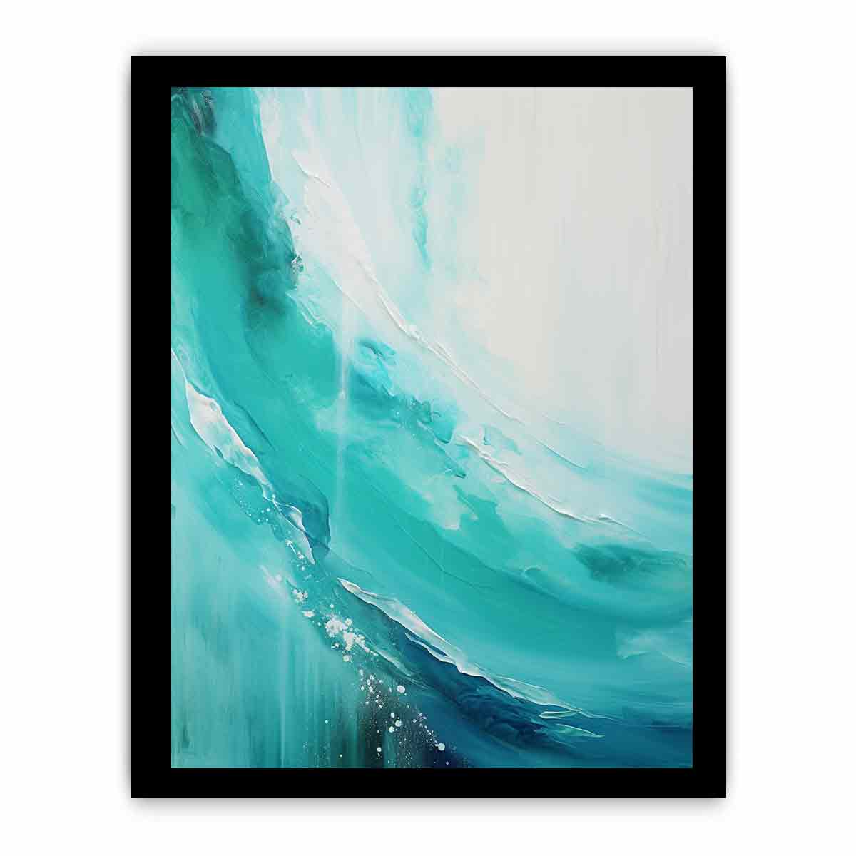 Teal  beach  waves Painting & Canvas Art Print-7