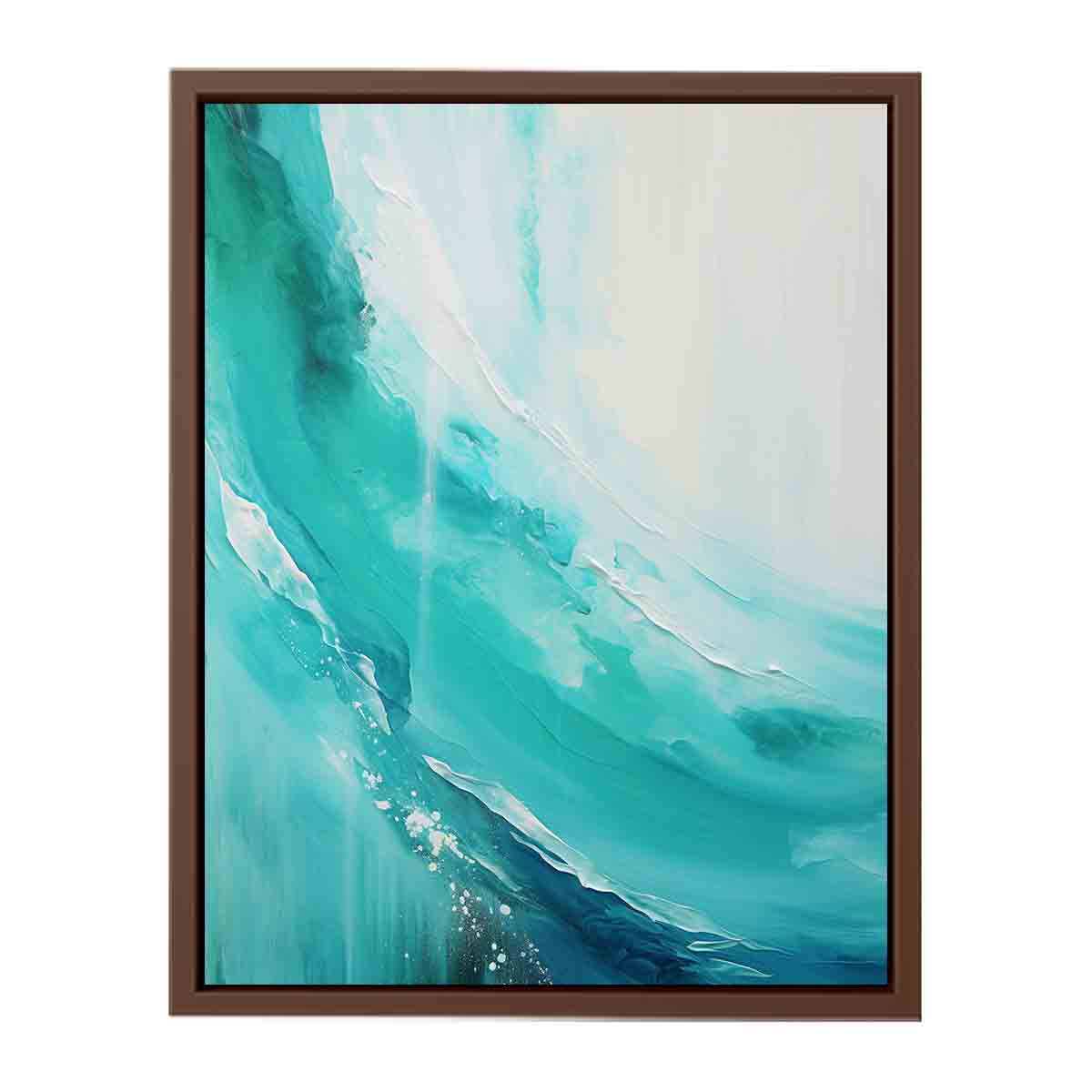 Teal  beach  waves Painting & Canvas Art Print-6