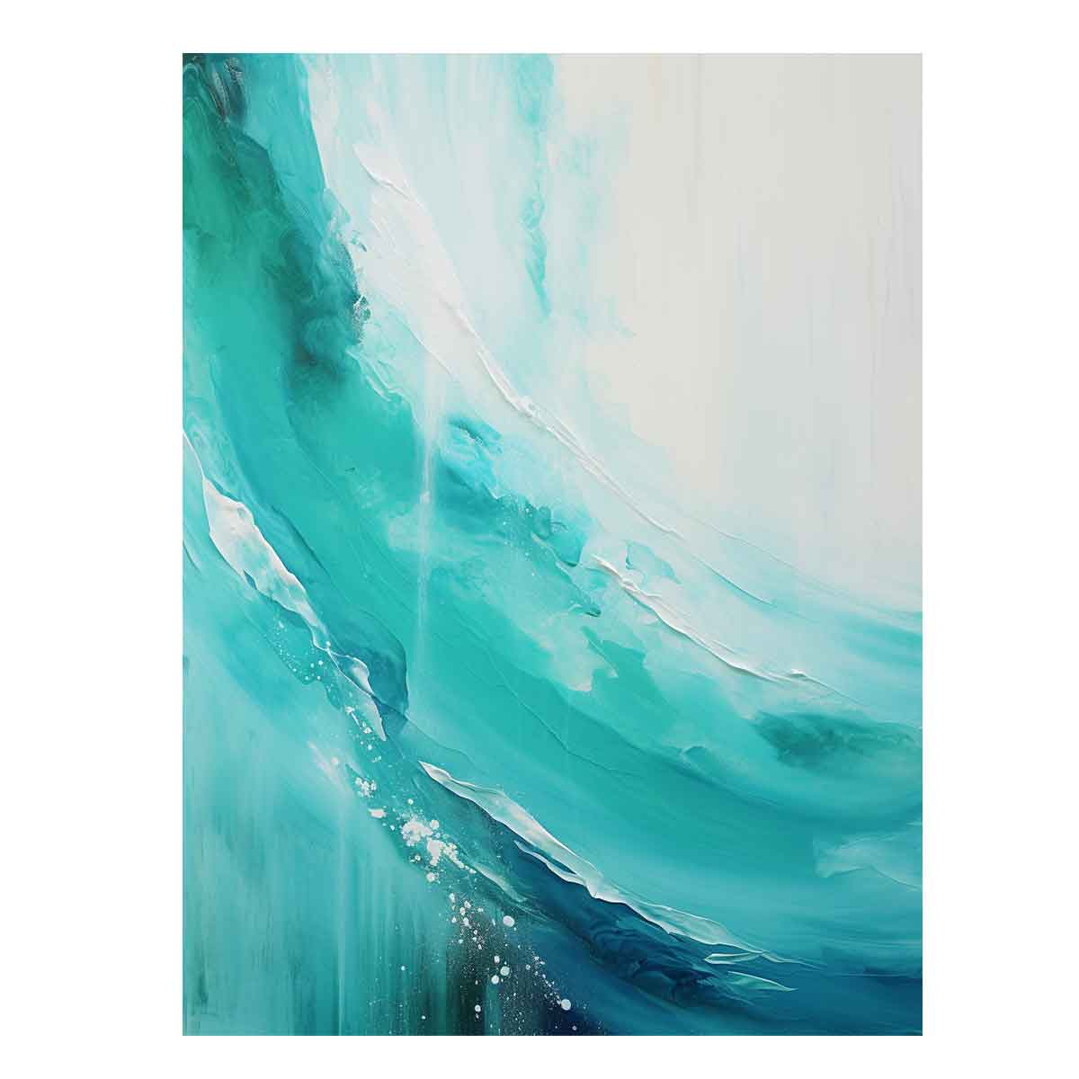 Teal  beach  waves Painting & Canvas Art Print-0