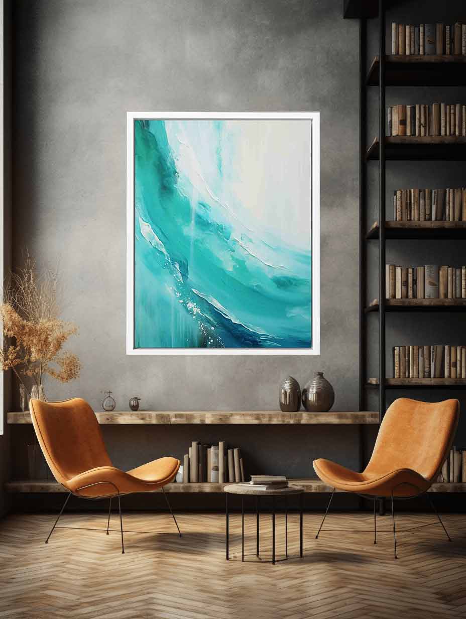 Teal  beach  waves Painting & Canvas Art Print-2