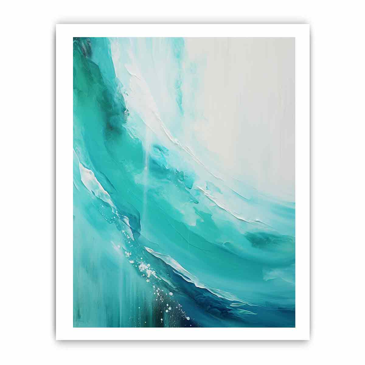 Teal  beach  waves Painting & Canvas Art Print-8