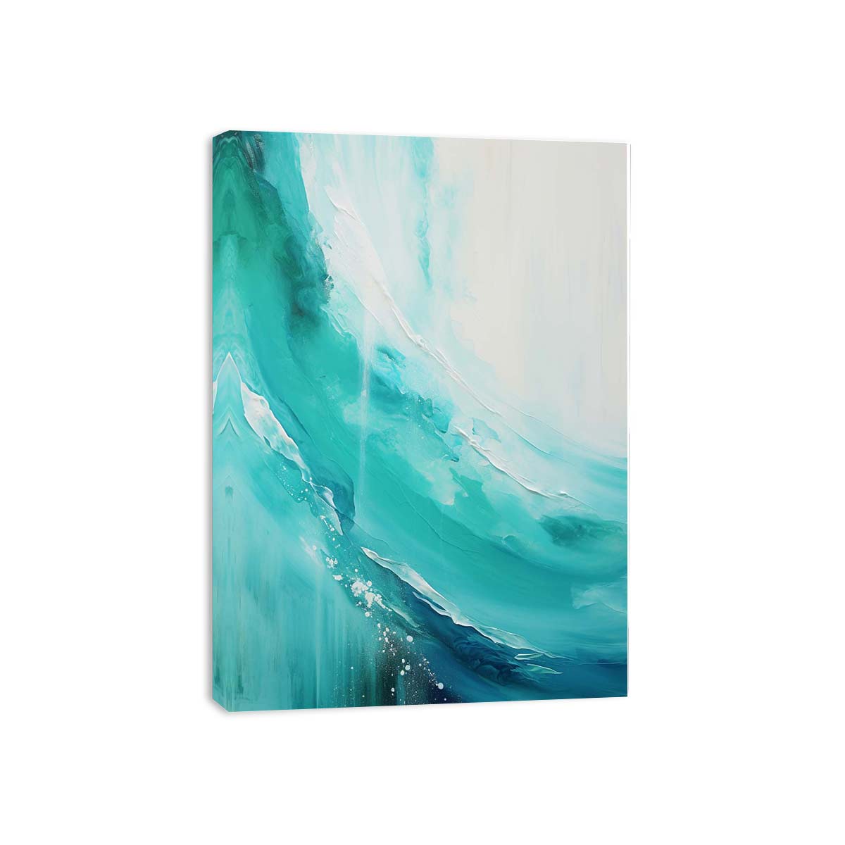 Teal  beach  waves Painting & Canvas Art Print-3