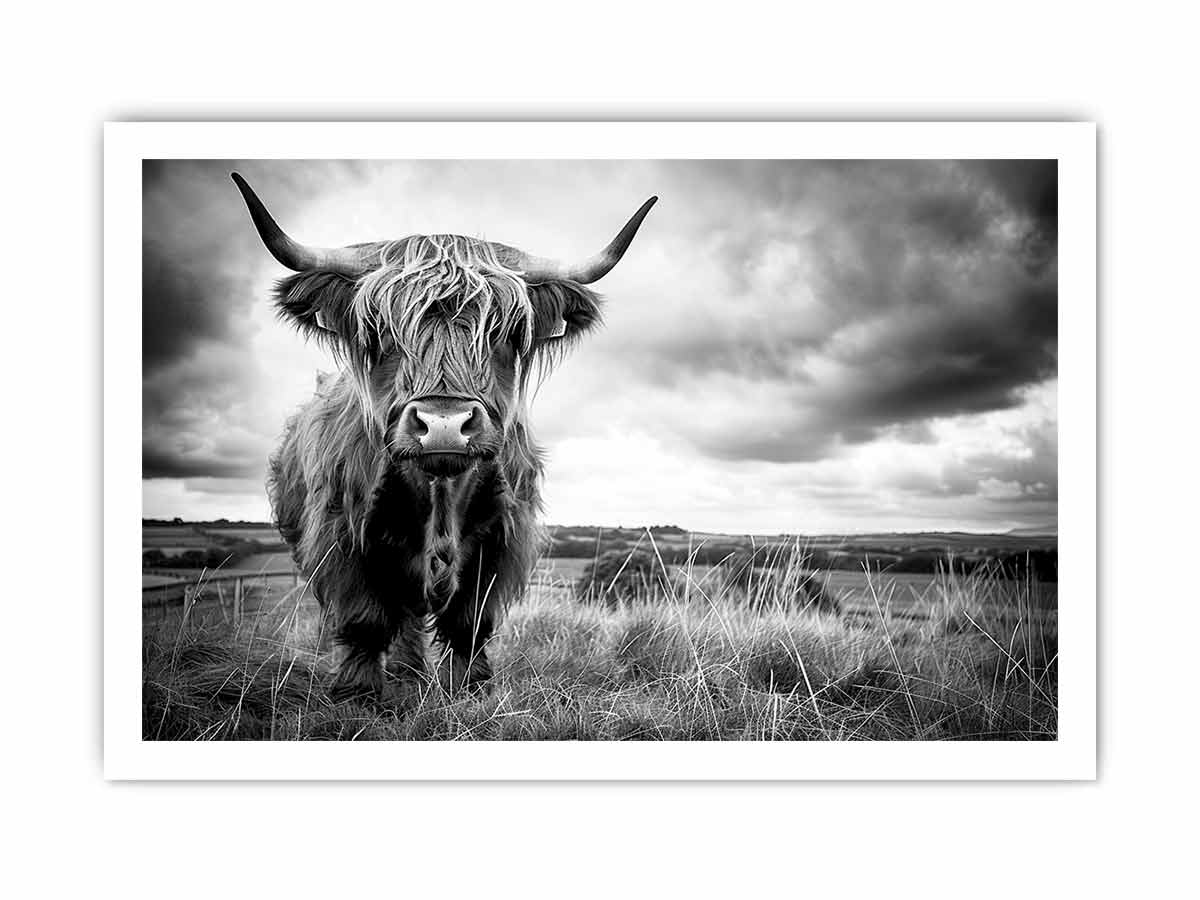 Stormy The Highland Cow Canvas Painting-8