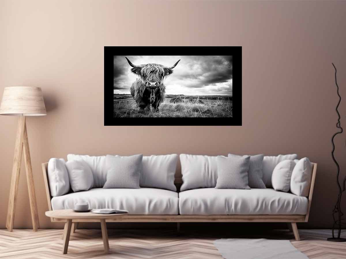 Stormy The Highland Cow Canvas Painting-2
