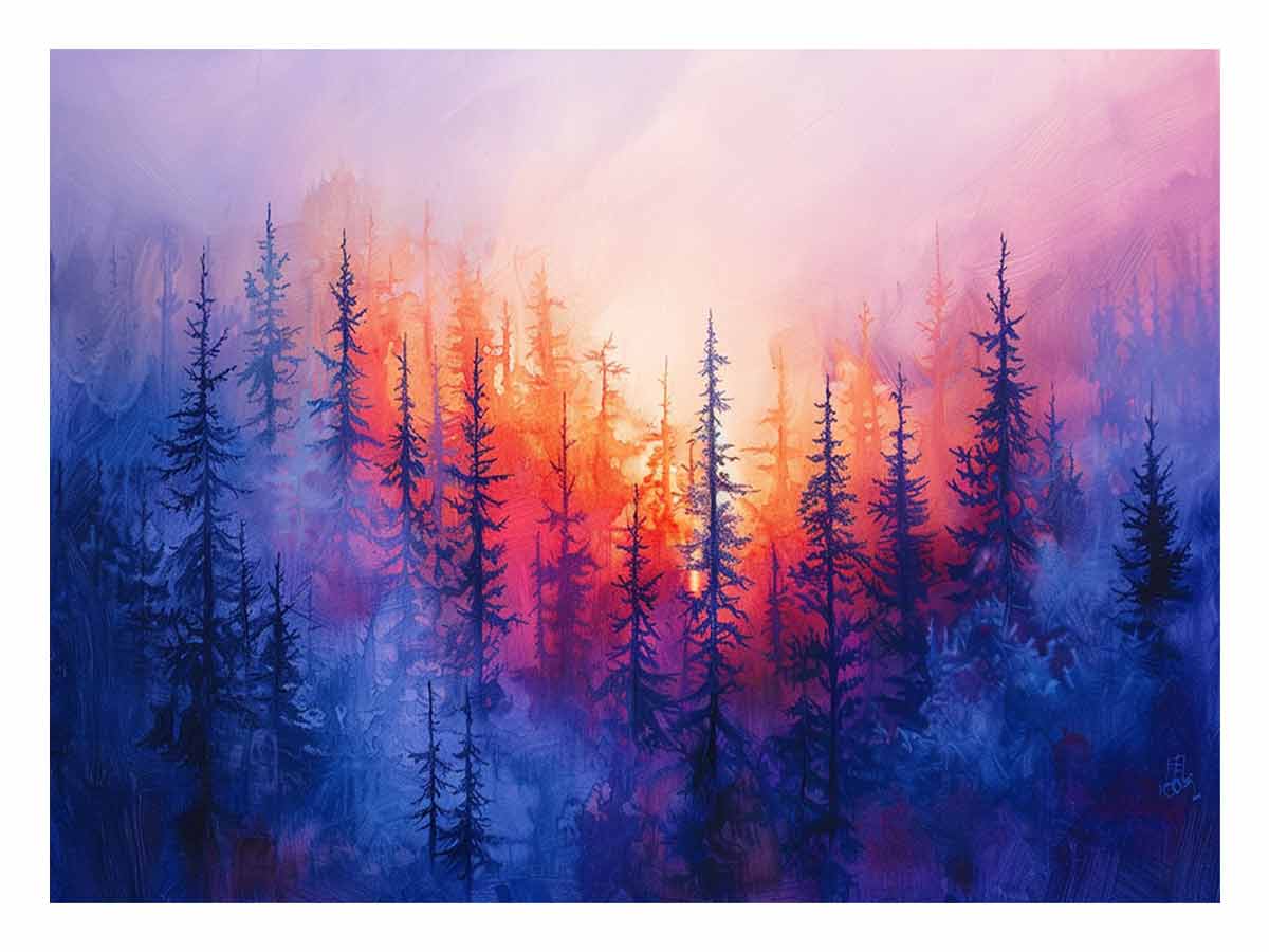 Pine Tree Canvas Painitng Art Print-0