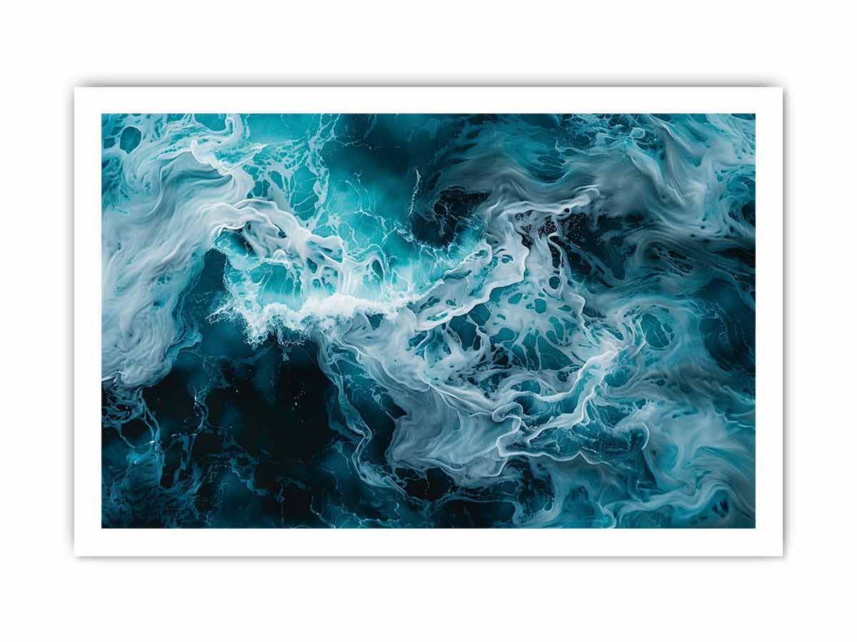 Teal Waves Canvas Painitng Print-8