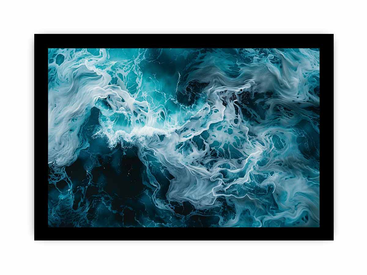 Teal Waves Canvas Painitng Print-7