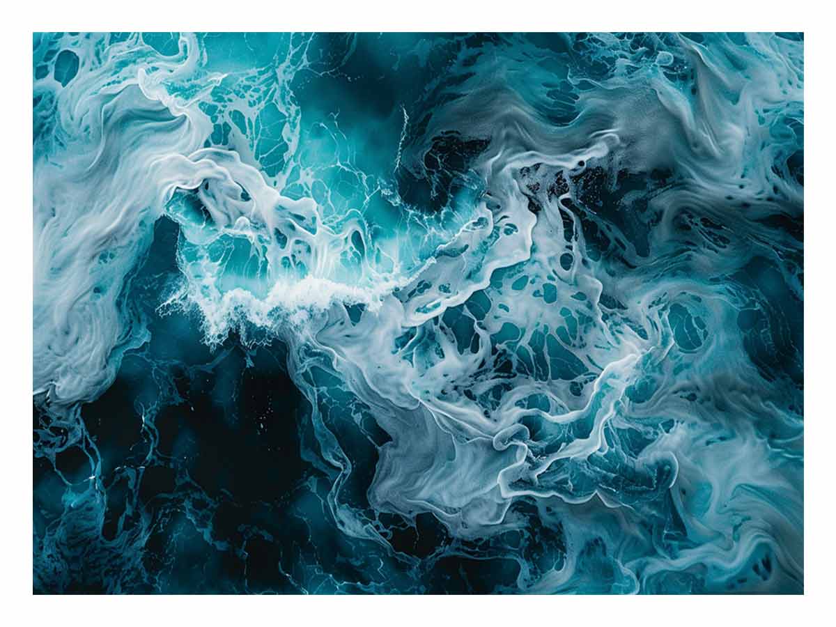 Teal Waves Canvas Painitng Print-0