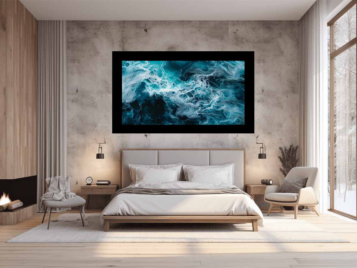 Teal Waves Canvas Painitng Print-1