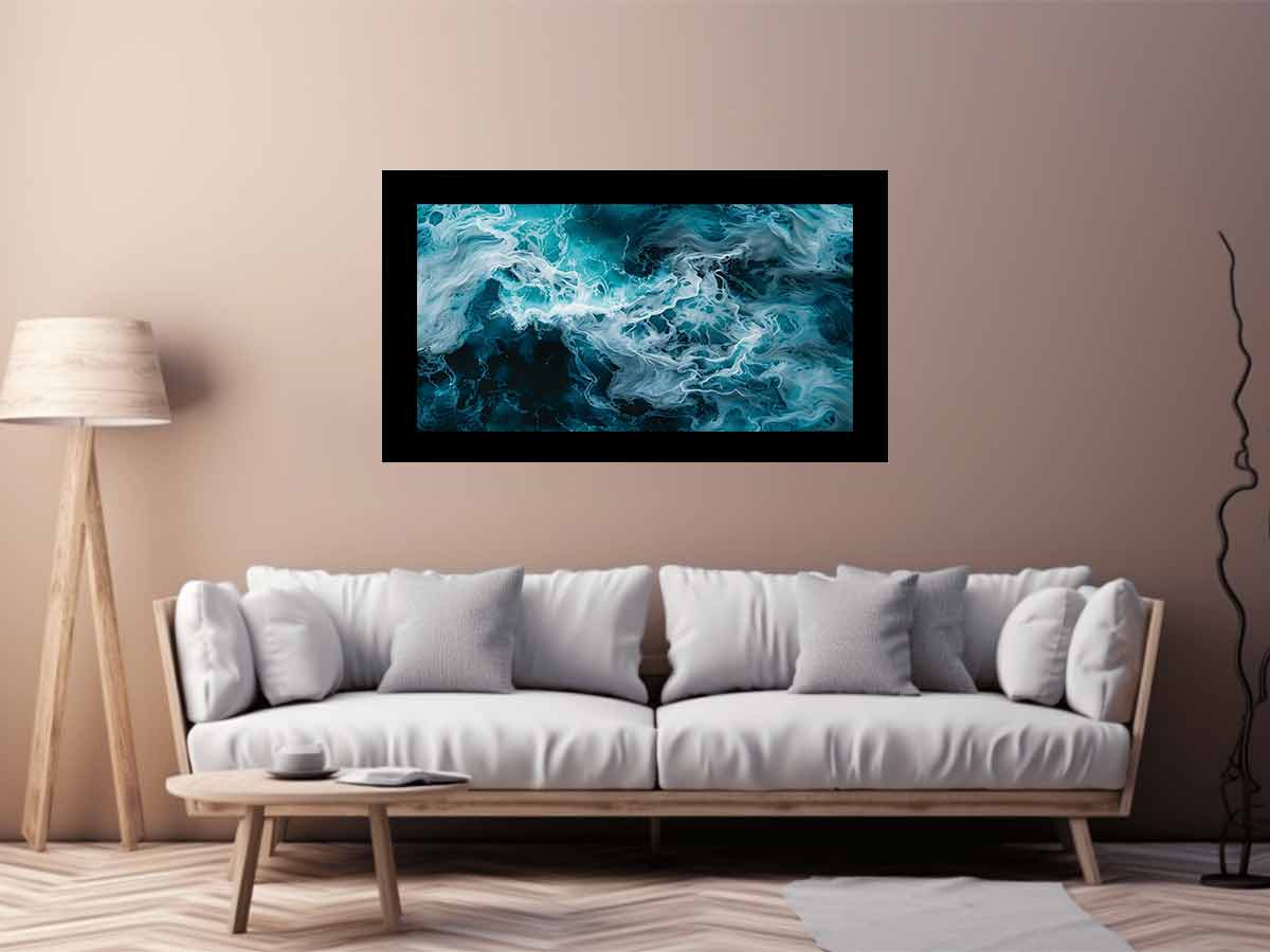 Teal Waves Canvas Painitng Print-2