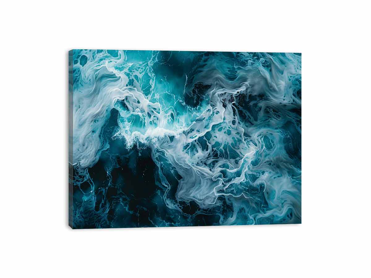 Teal Waves Canvas Painitng Print-3