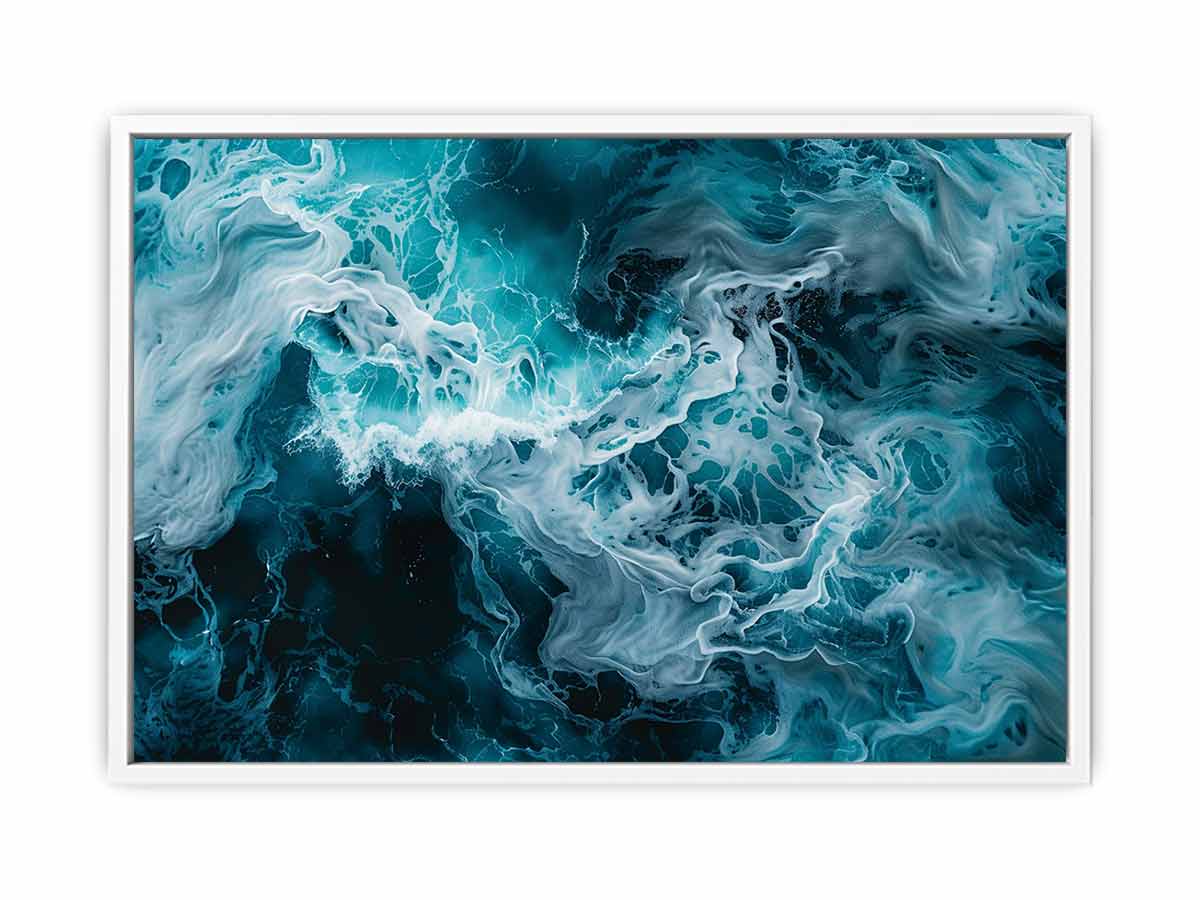 Teal Waves Canvas Painitng Print-5