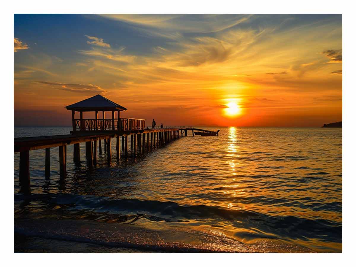 Sunset Pier Canvas Art Print-0