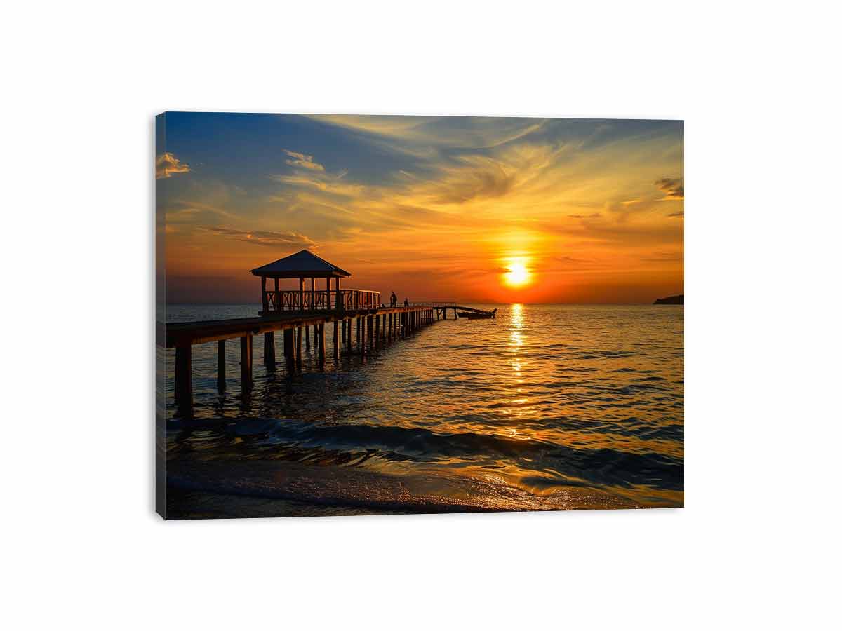 Sunset Pier Canvas Art Print-3
