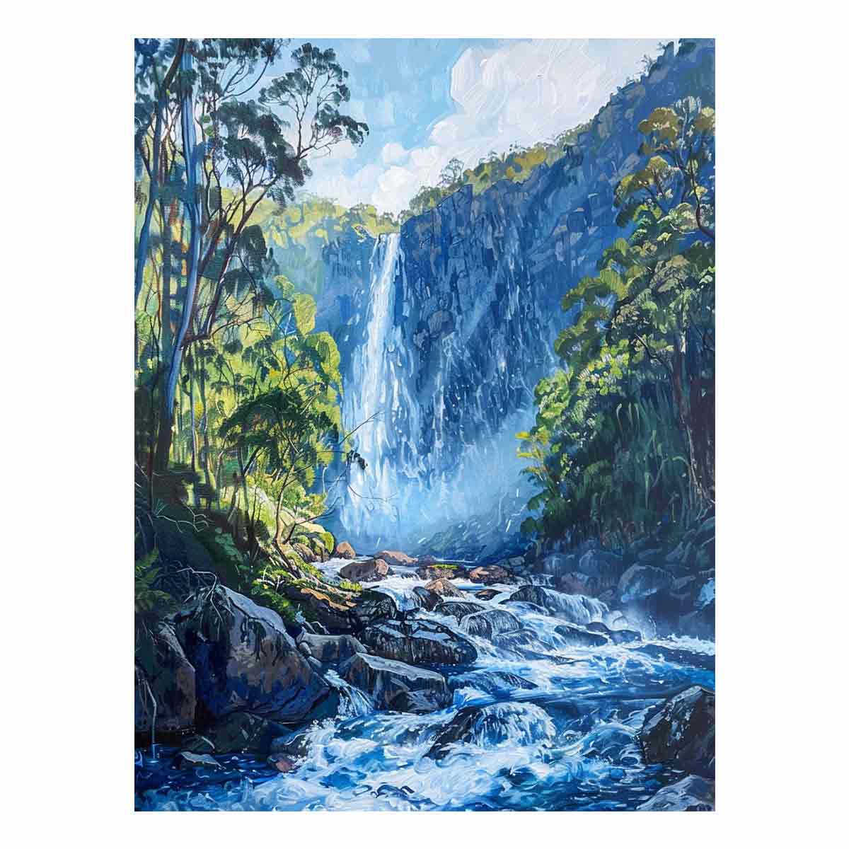 Water Falls Canvas Painitng Print-0