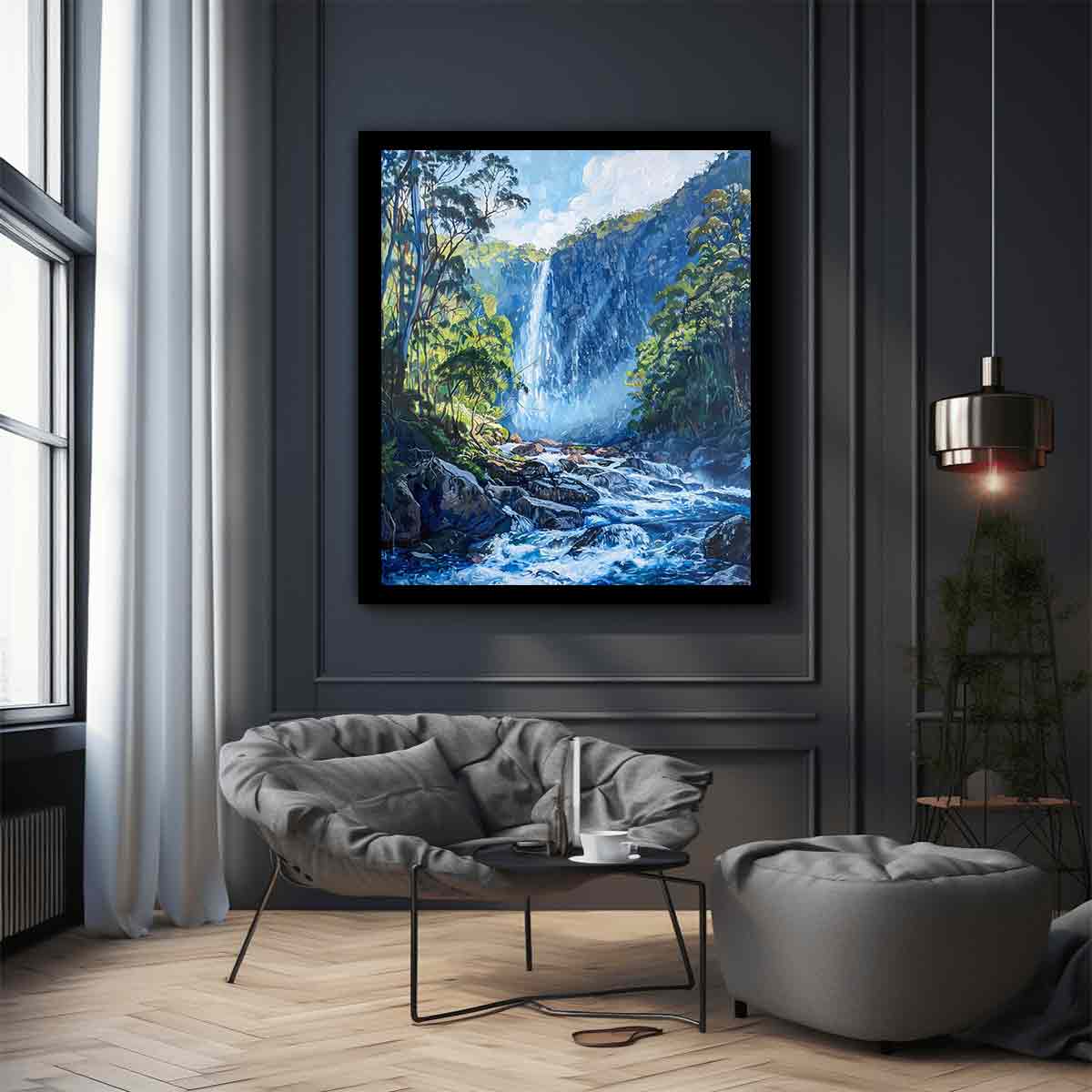 Water Falls Canvas Painitng Print-2