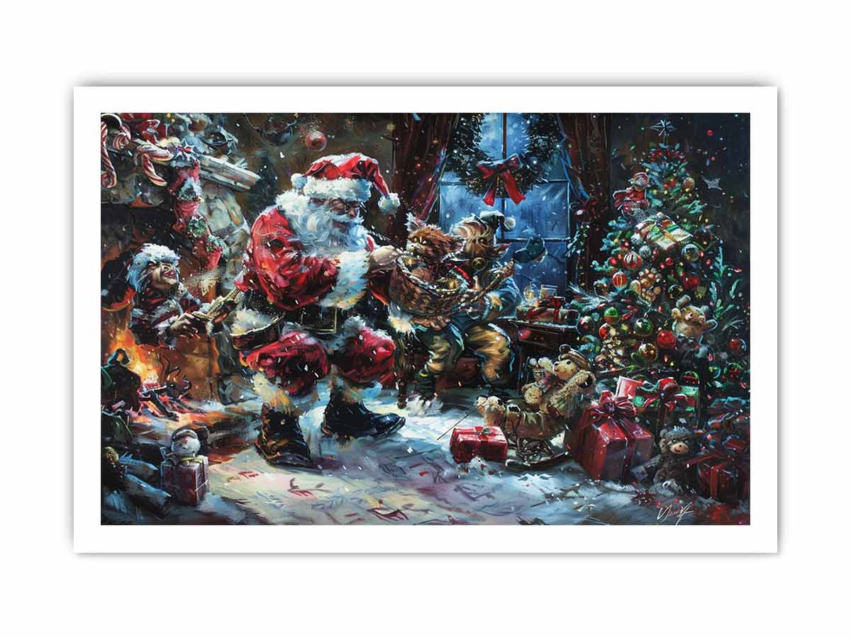 Playful Santa Christmas painitng Canvas Art Print-8