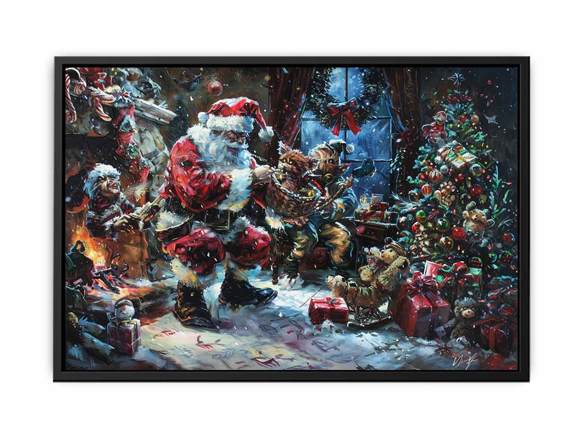 Playful Santa Christmas painitng Canvas Art Print-4