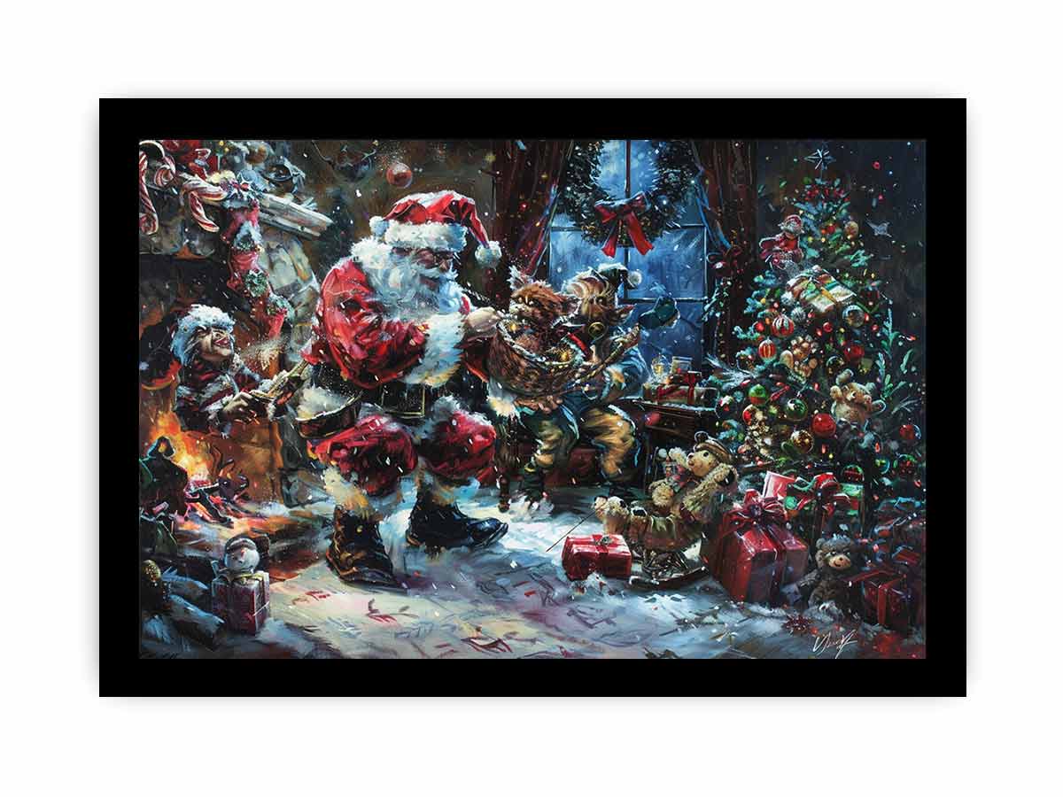 Playful Santa Christmas painitng Canvas Art Print-7