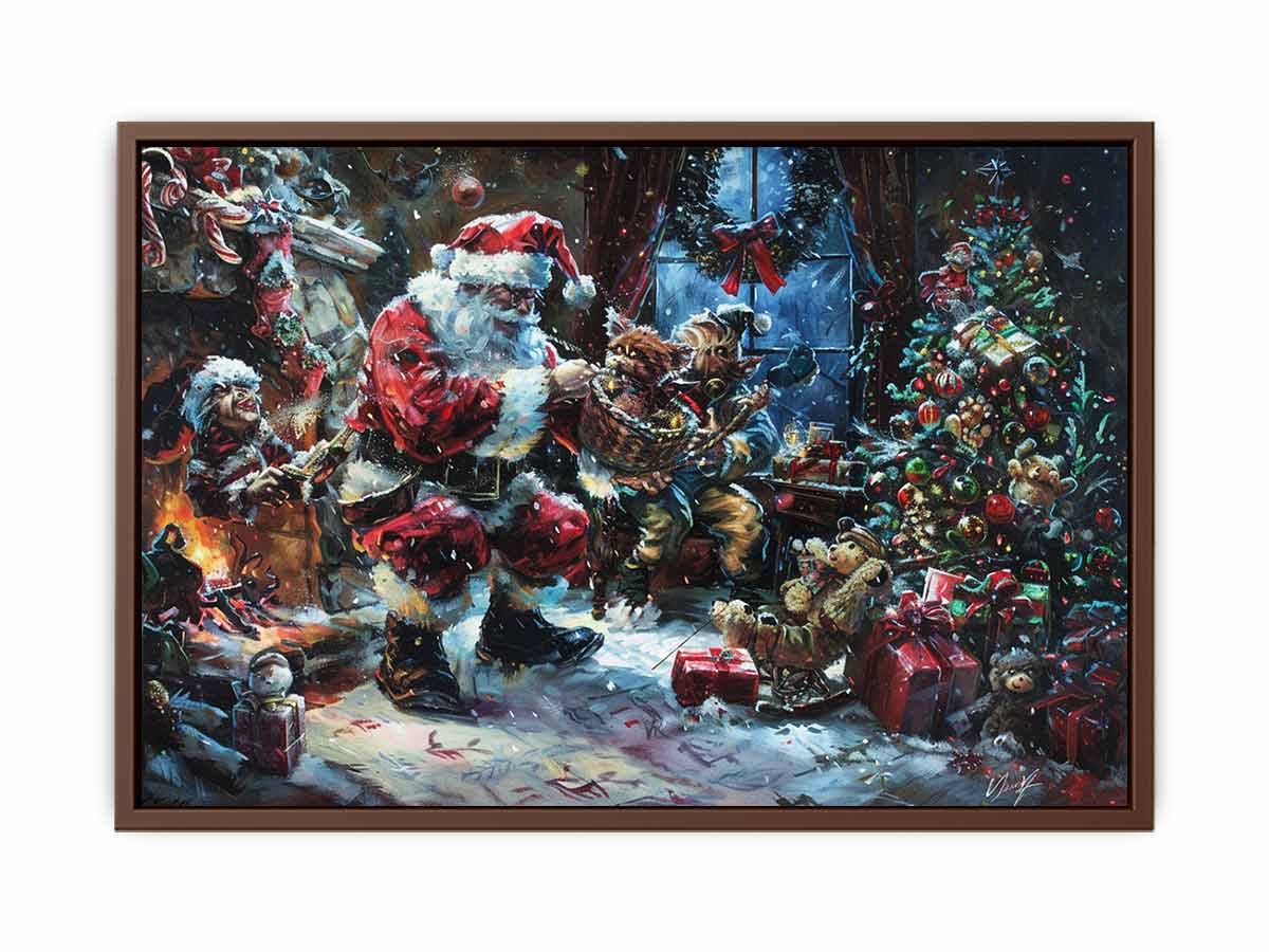 Playful Santa Christmas painitng Canvas Art Print-6