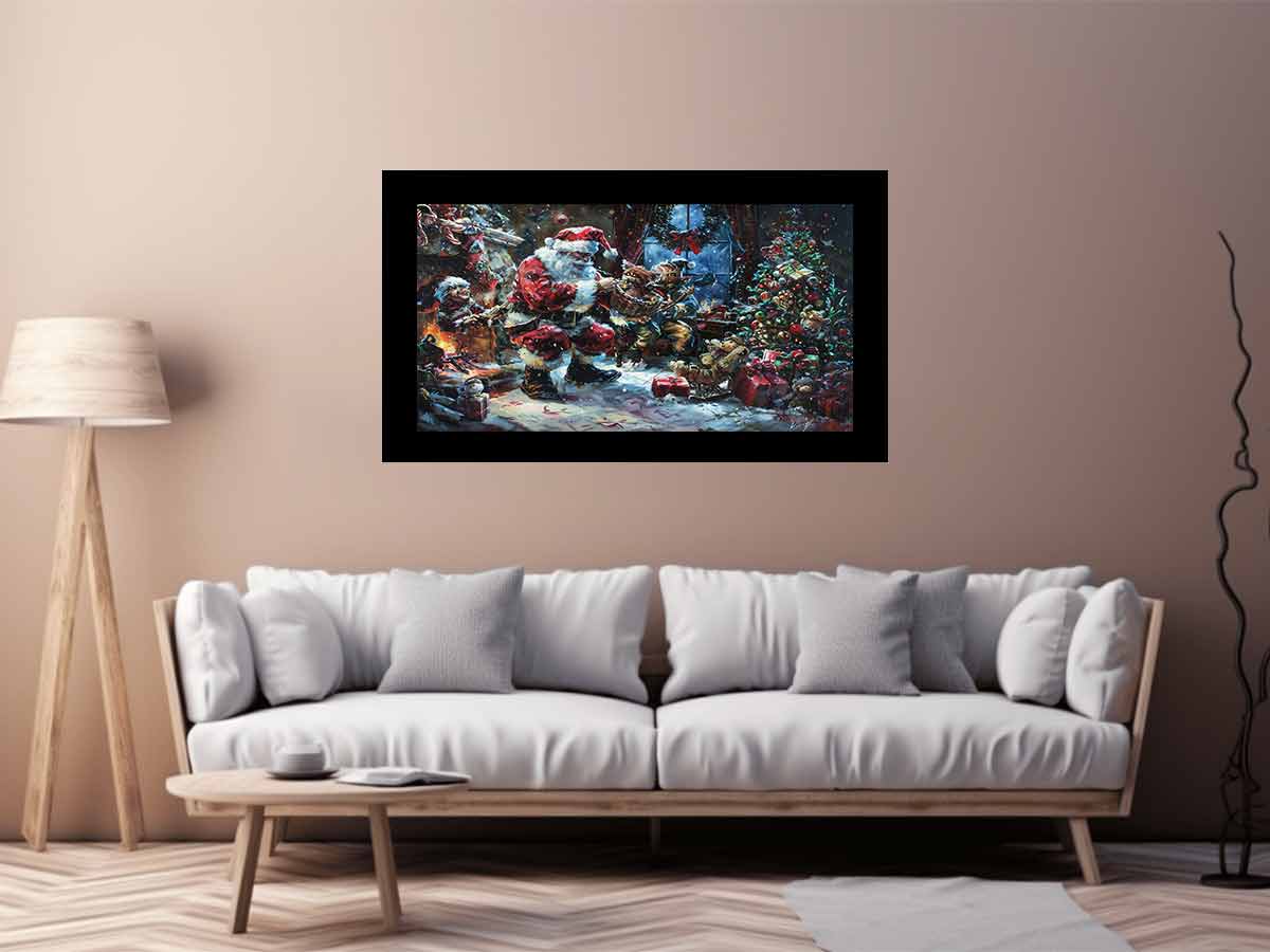 Playful Santa Christmas painitng Canvas Art Print-2