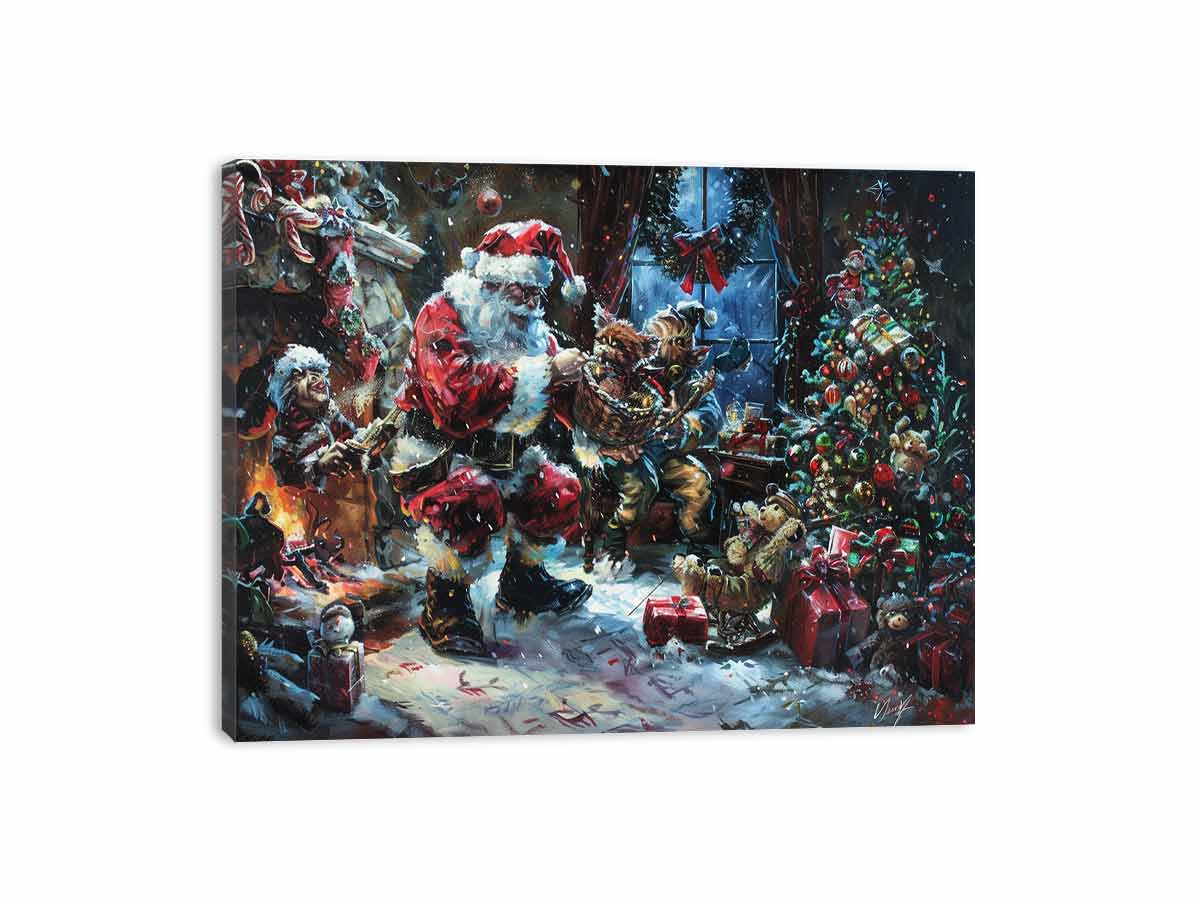 Playful Santa Christmas painitng Canvas Art Print-3