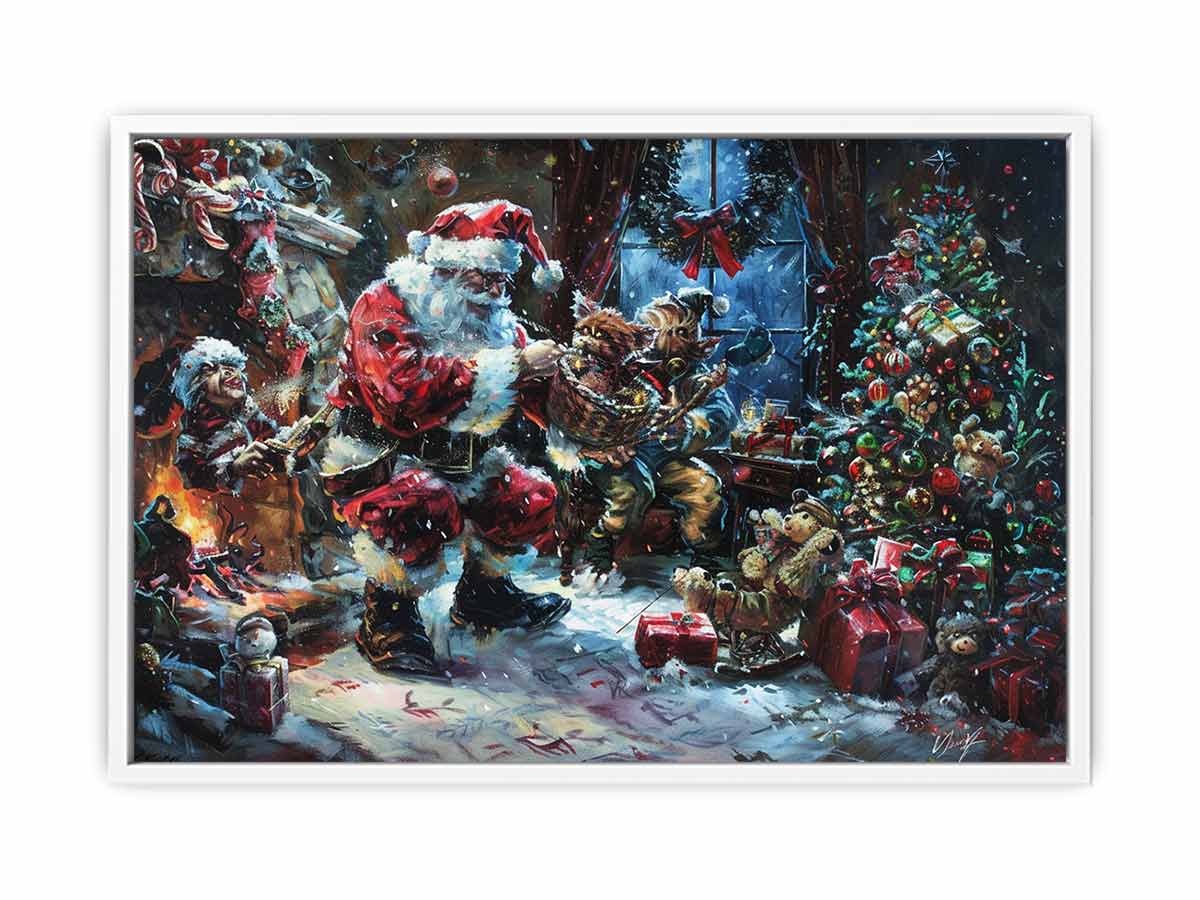 Playful Santa Christmas painitng Canvas Art Print-5