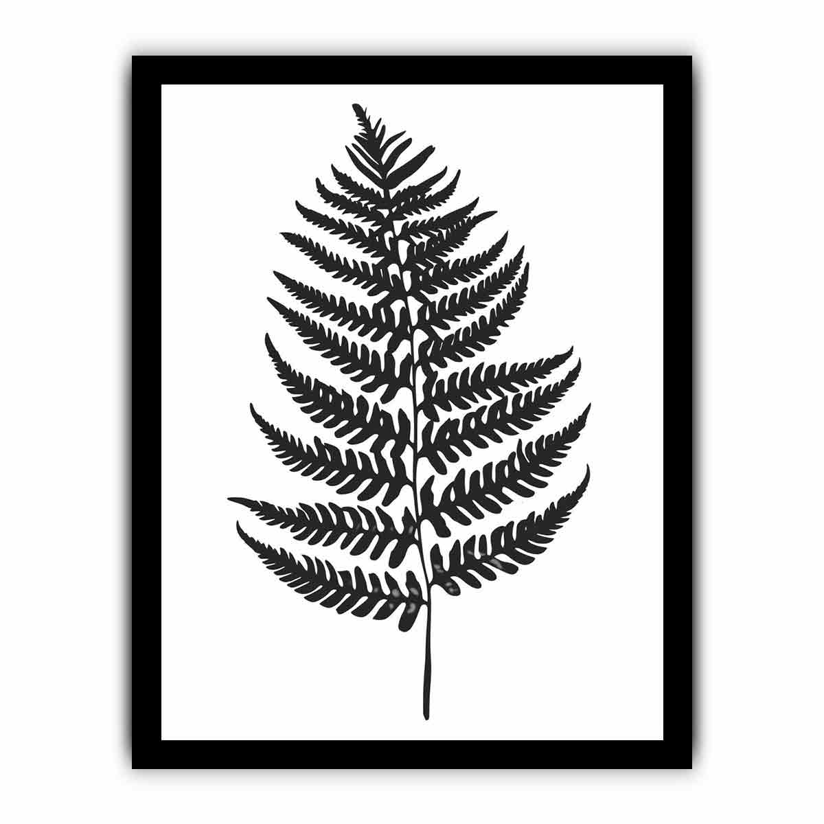 Fern Leaf  black & white Canvas Art Print-7