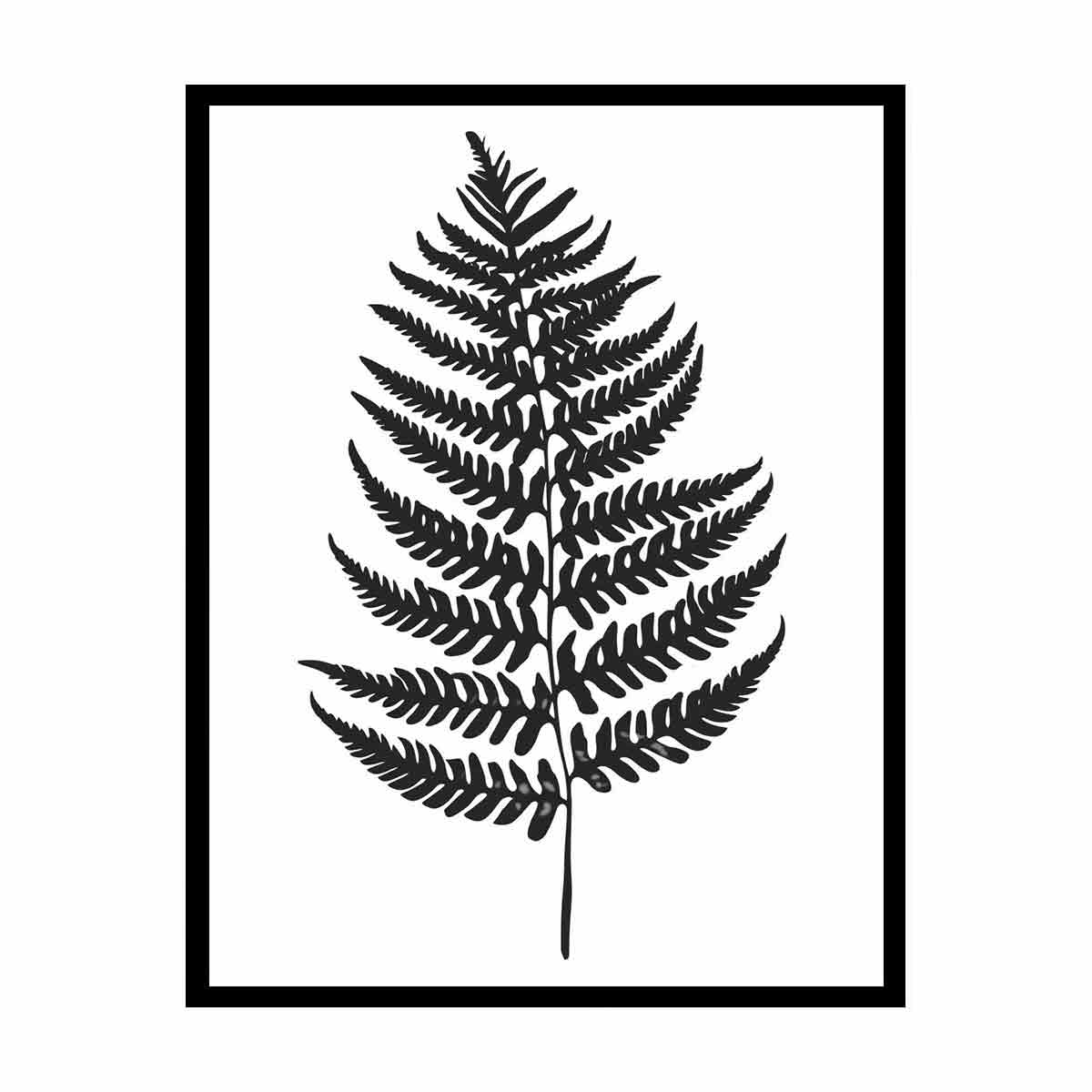 Fern Leaf  black & white Canvas Art Print-4