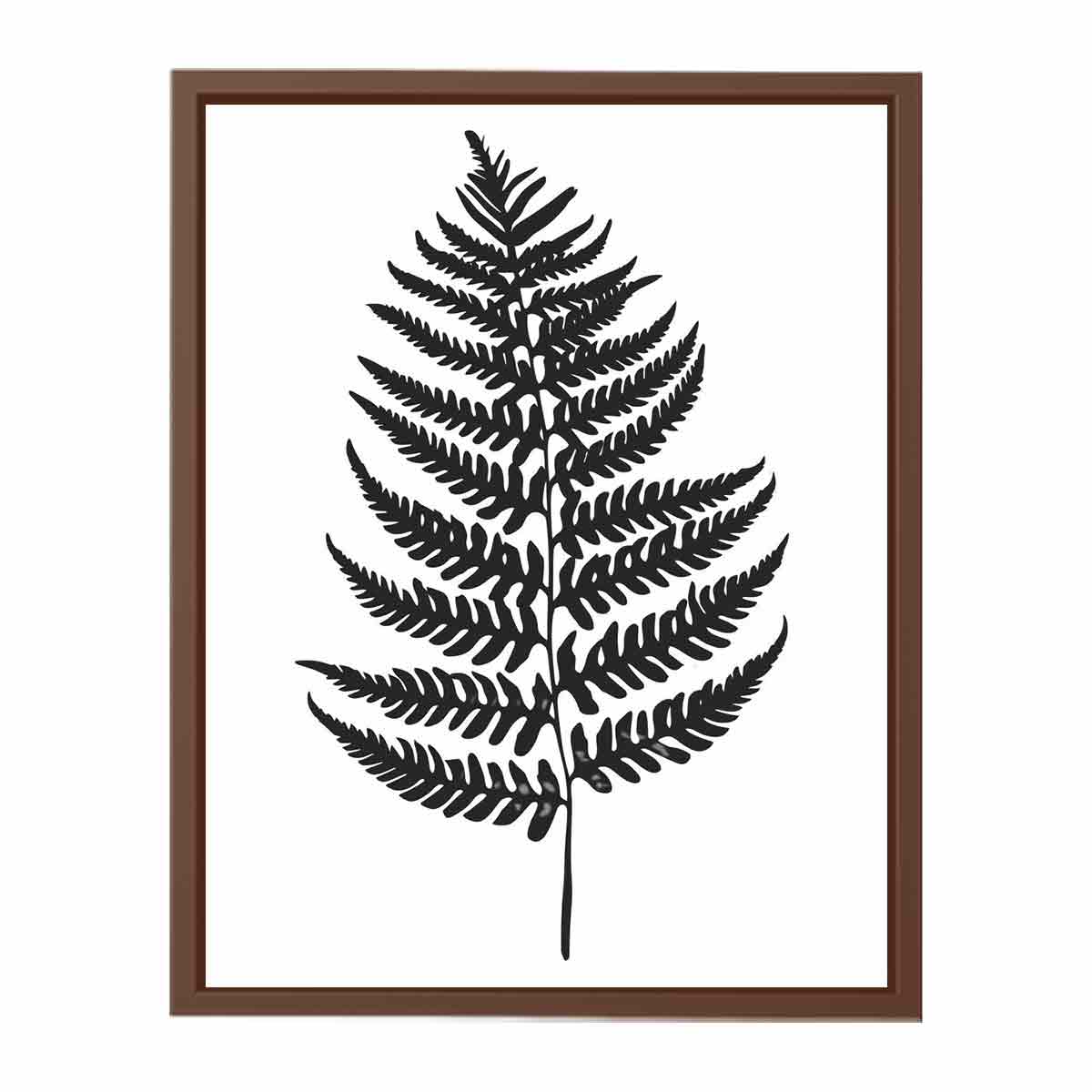 Fern Leaf  black & white Canvas Art Print-6