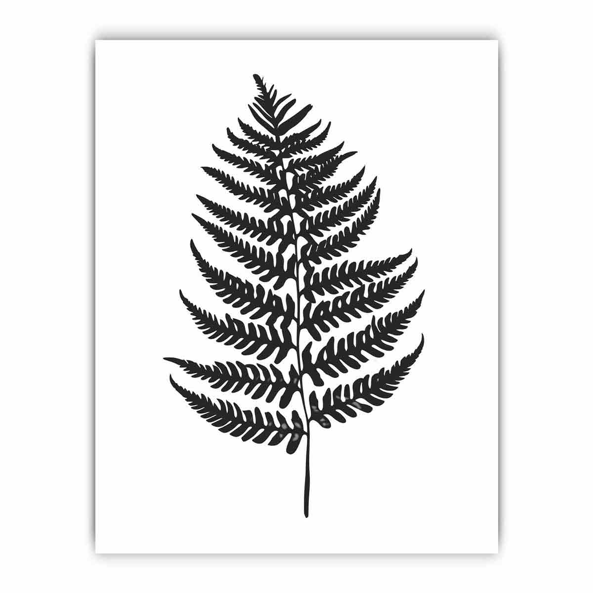 Fern Leaf  black & white Canvas Art Print-8