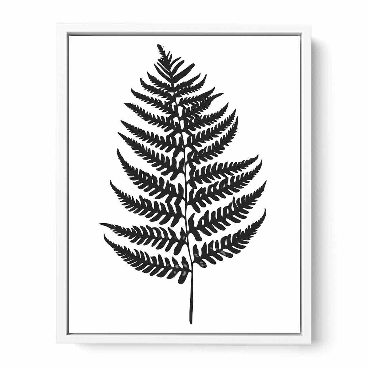 Fern Leaf  black & white Canvas Art Print-5