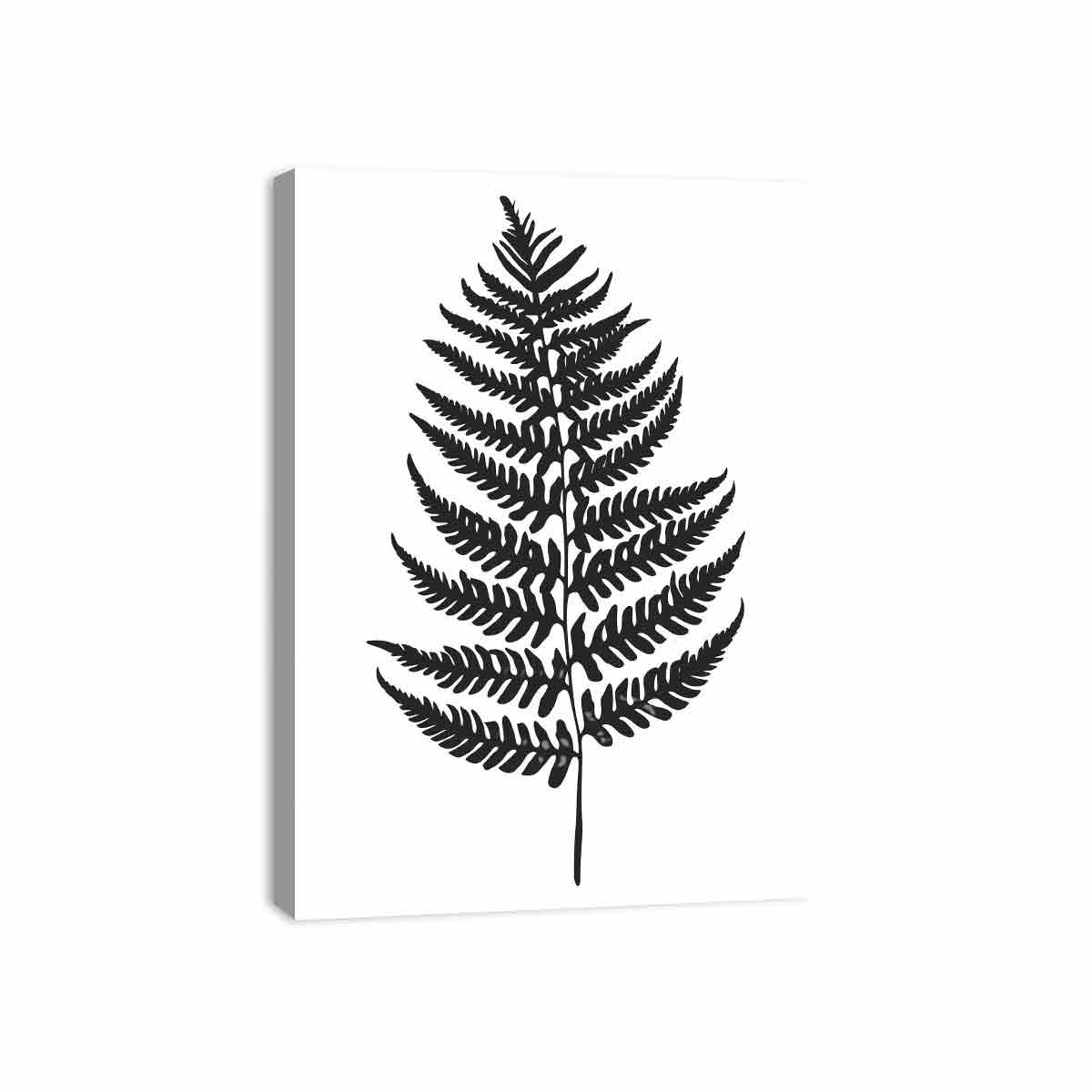 Fern Leaf  black & white Canvas Art Print-3