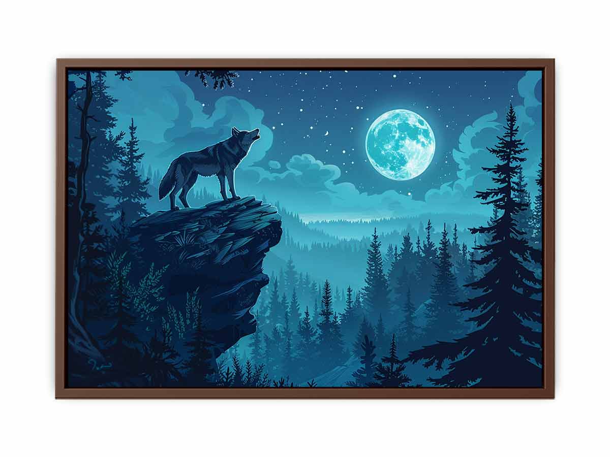 Wolf in Monlight Canvas Art Print-6