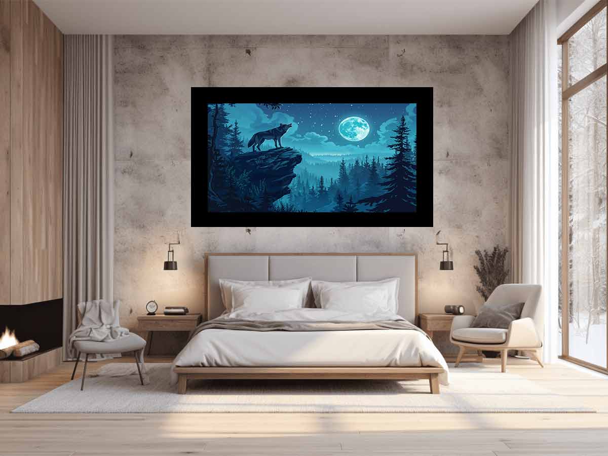 Wolf in Monlight Canvas Art Print-1