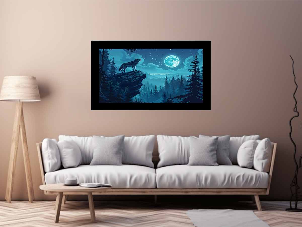 Wolf in Monlight Canvas Art Print-2