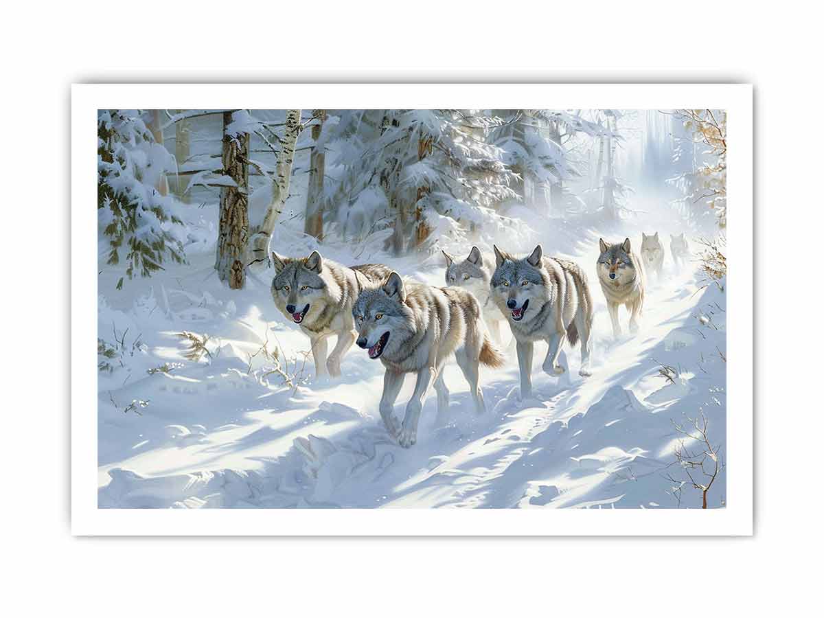Wolfs in snow  Canvas Art Print-8