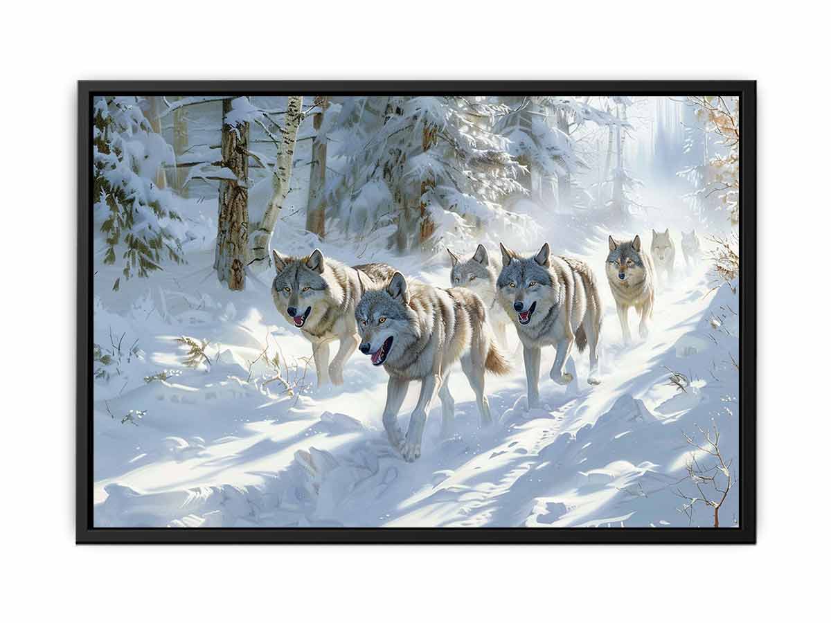 Wolfs in snow  Canvas Art Print-4